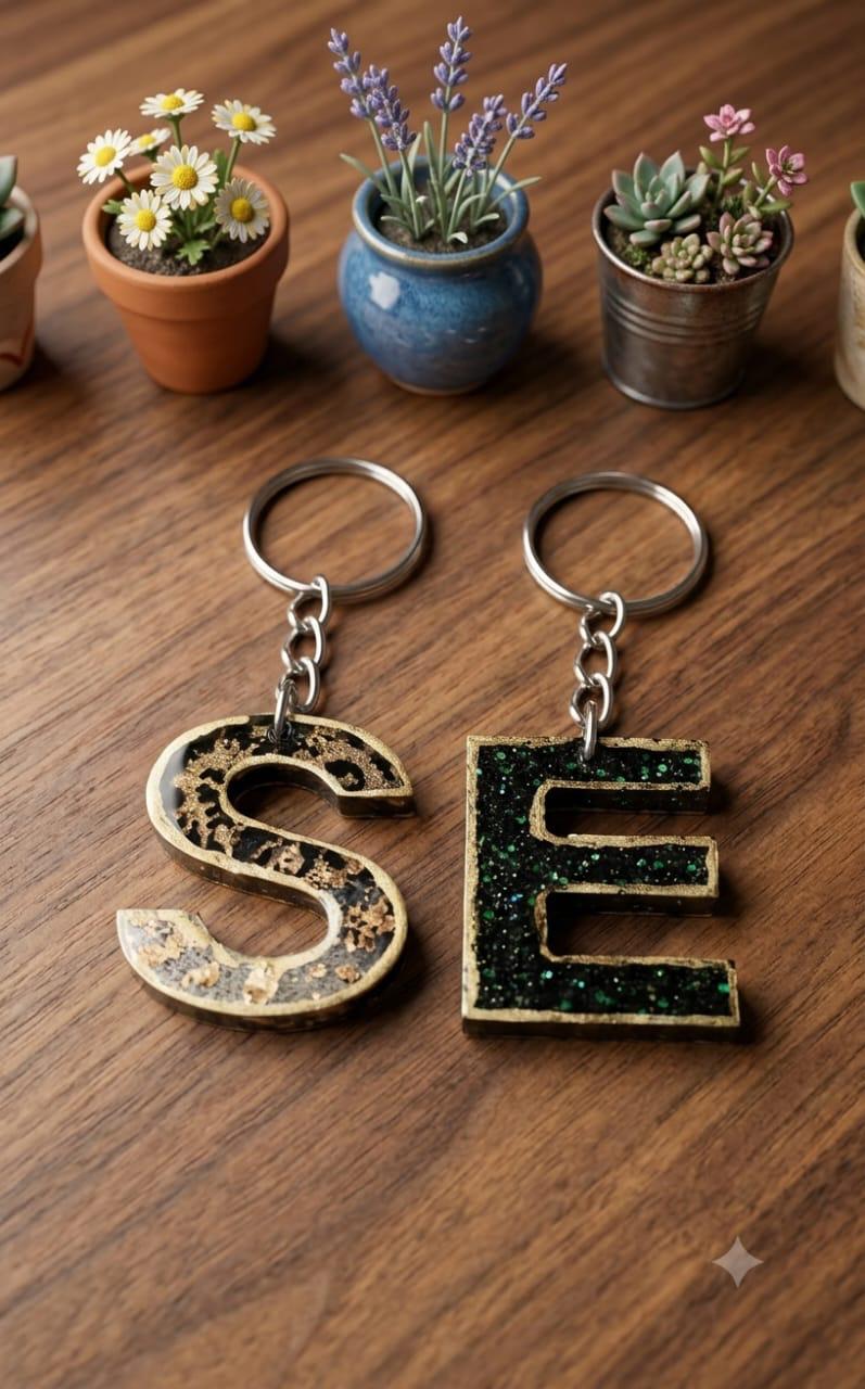 Personalized Resin Alphabet Keychain