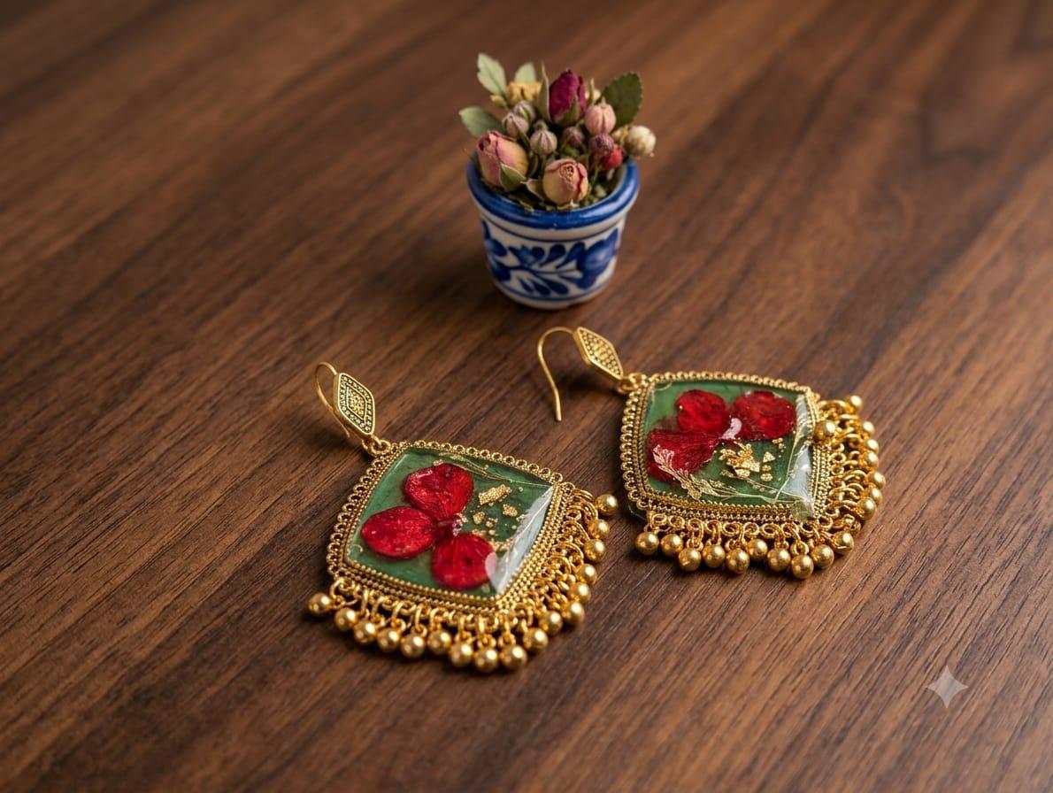 Resin Floral Dangle Earrings